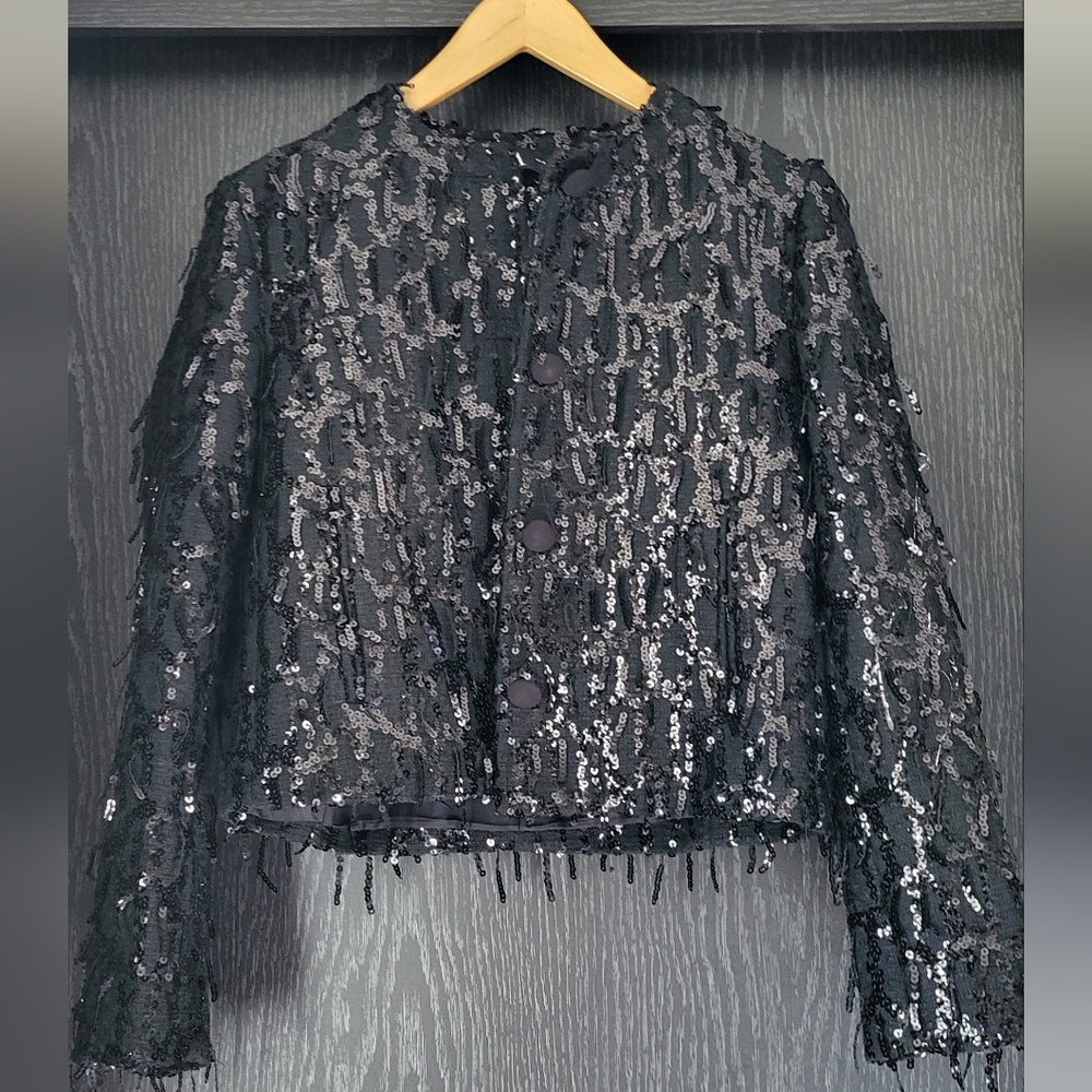 Zara Black Sequin Blazer - Picture 8 of 14